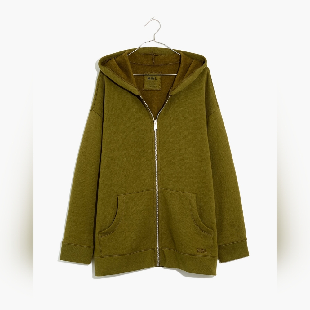 Madewell MWL Betterterry Full-Zip Long Hoodie Cotton Sweatshirt Desert Moss XXL